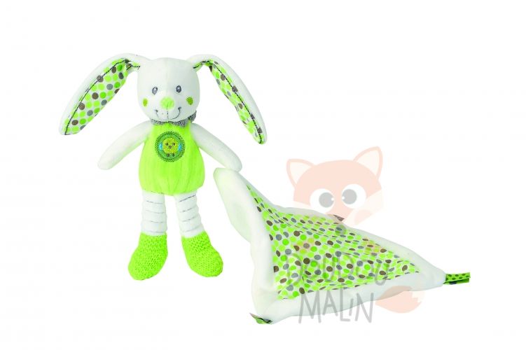  little hug mouchoir lapin vert blanc oiseau 